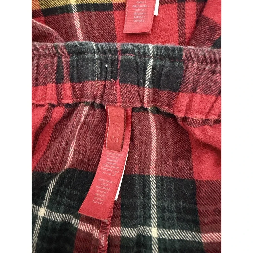 Skims Womens Plaid Flannel Sleep Pajamas Set Size L Red Cozy Comfy Loungewear